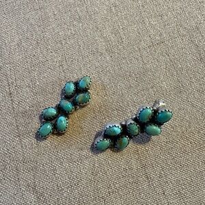 Sterling Silver Turquoise Cluster Earrings